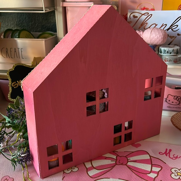 🎀Pink House Container with Washi Tape Desk Stationery Decor Shabby Chic 🎀 - Picture 3 of 8